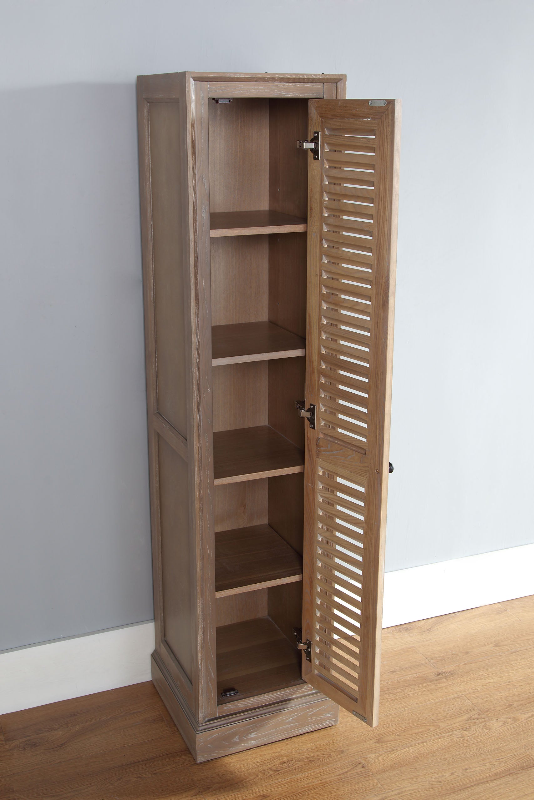 Savannah/Providence Small Linen Cabinet in Driftwood Finish - Compact Storage Solution for Bathroom, Bedroom or Entryway Organization