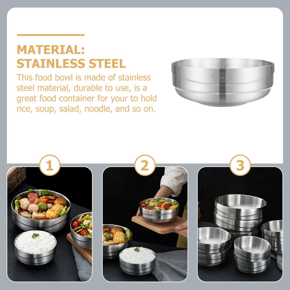 PRETYZOOM Stainless Steel Double-Layer Soup Bowl - Insulated Food Container for Hot & Cold Dishes - Durable Kitchen Tableware for Home, Office, Camping & Outdoor Use