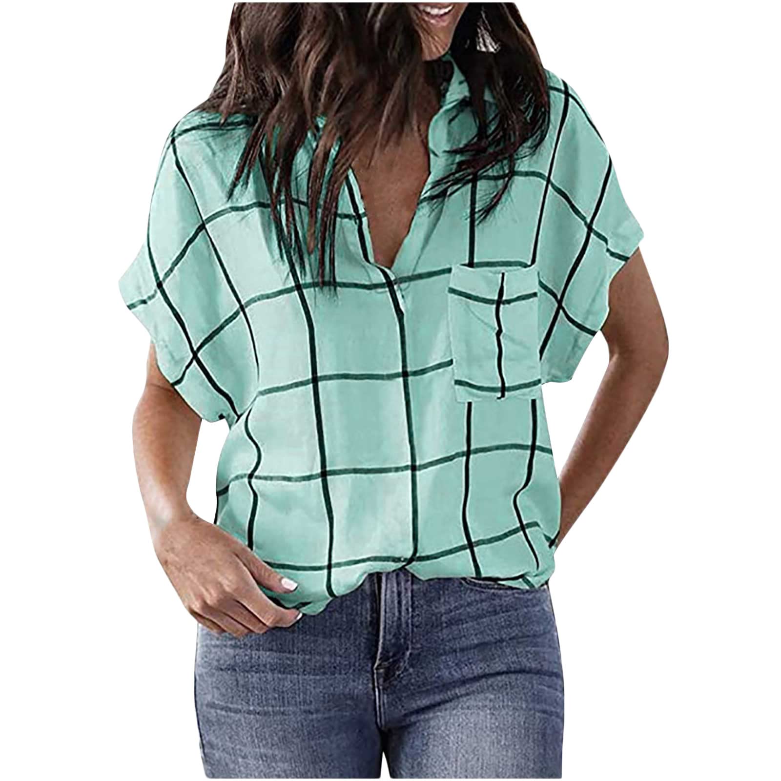 Women's Loose V-Neck T-Shirts - Summer Casual Tops for Outings