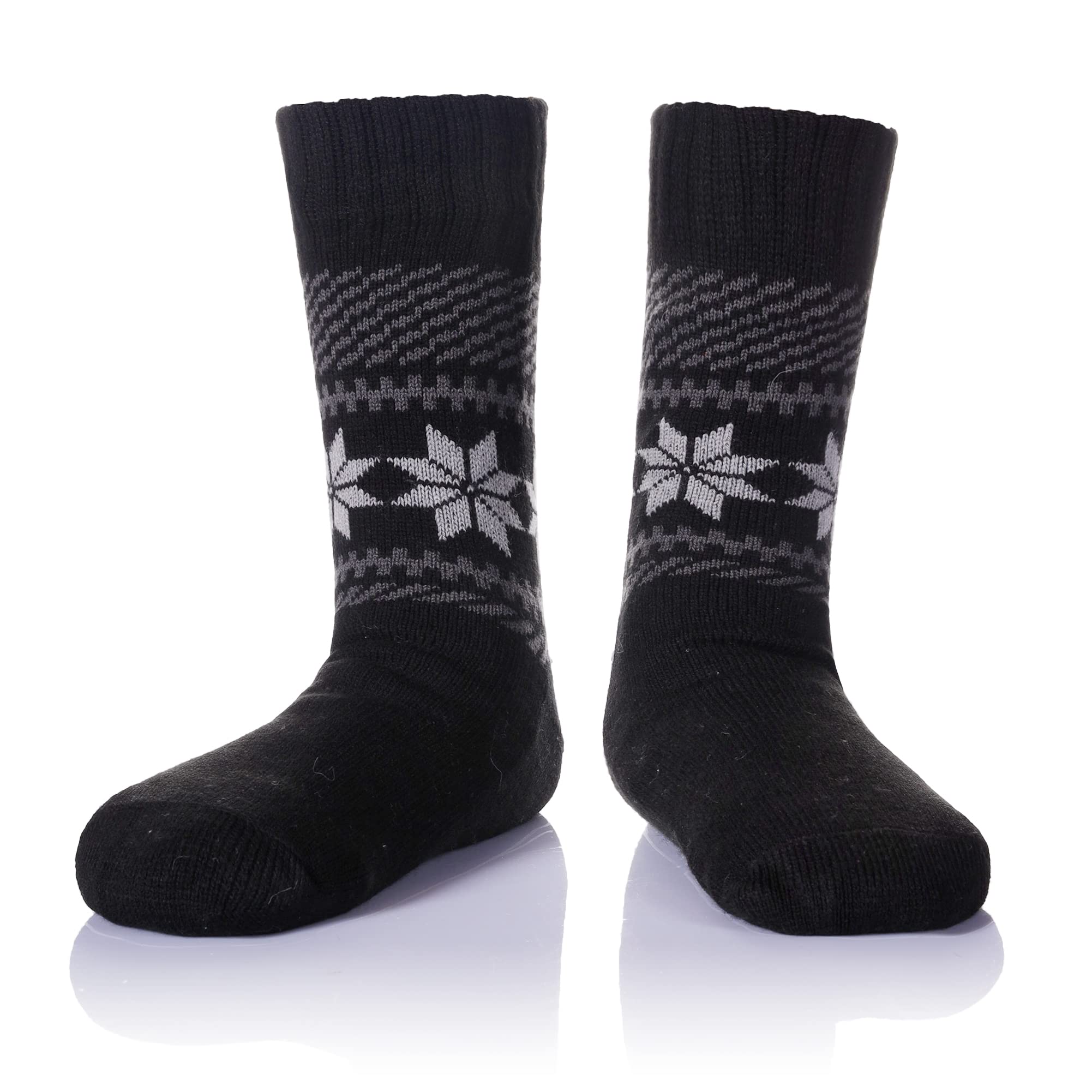 Men's Fleece Lined Thick Winter Slipper Socks - Non-Slip Fuzzy Warm House Shoes for Indoor Comfort & Cozy Sleeping - Perfect for Lounging, Relaxing at Home & Cold Weather Wear