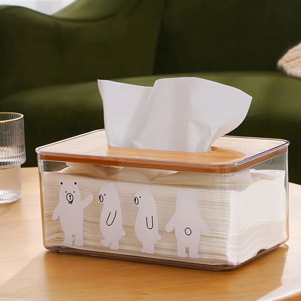 Hemoton Wooden Tissue Holder Box - 1pc Desktop Napkin & Paper Towel Storage Organizer for Bathroom, Kitchen, Office - Nordic Style Home Decor with Pump Dispenser - Perfect for Toilet Paper, Hand Towels & Pet Tissue Storage