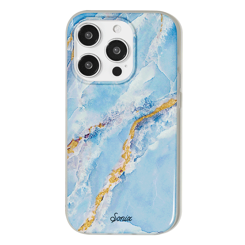 Ice Blue Marble MagSafe Compatible iPhone Case - Slim Protective Cover for iPhone 12/13/14/15 Pro Max - Perfect for Work, Travel & Everyday Use