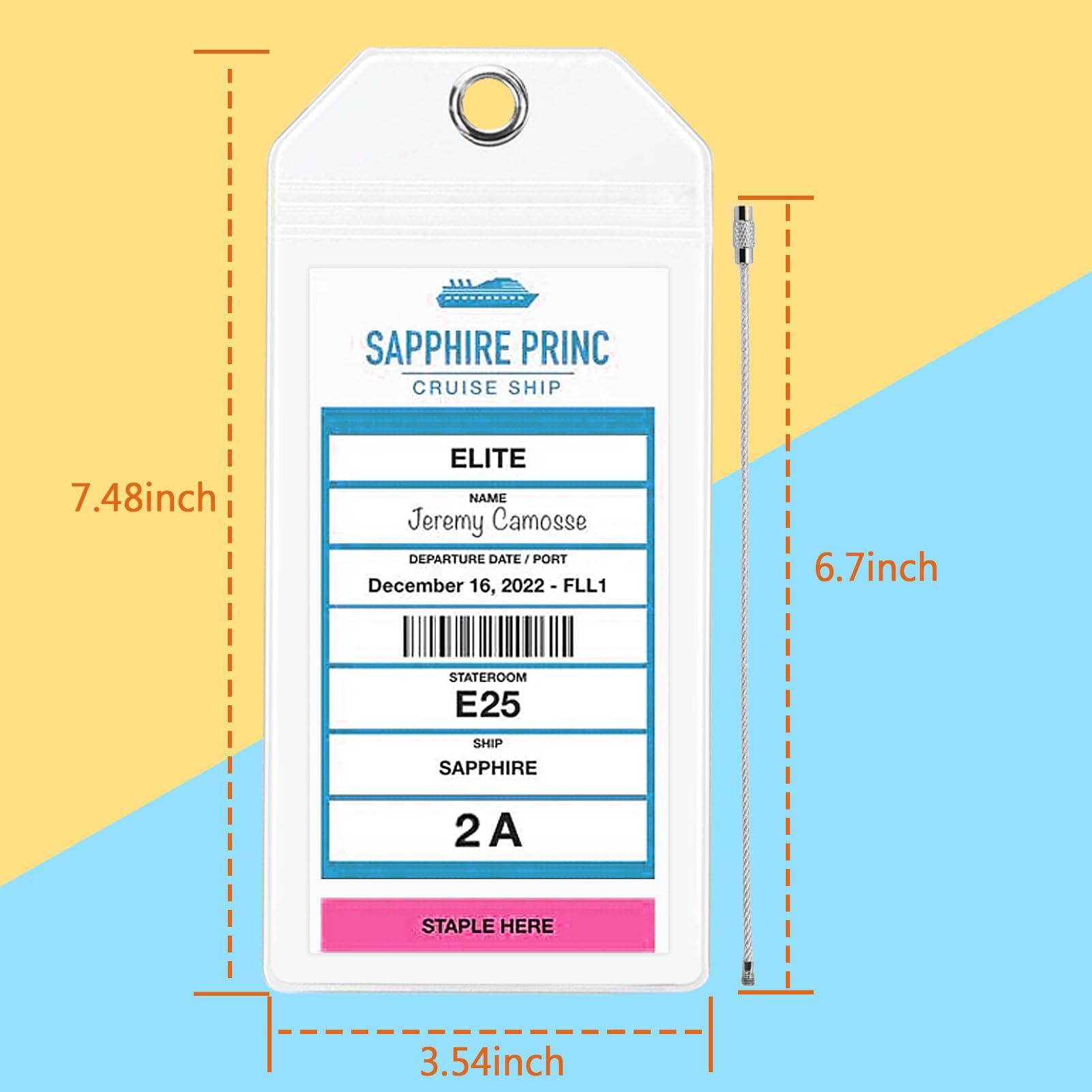 10 Pack Cruise Luggage Tag Holders - Waterproof Clear ID Tag for Holland America, Carnival, NCL, Princess & MSC Cruises - Durable Steel Loop Travel Essentials for Cruise Vacations & Ocean Getaways
