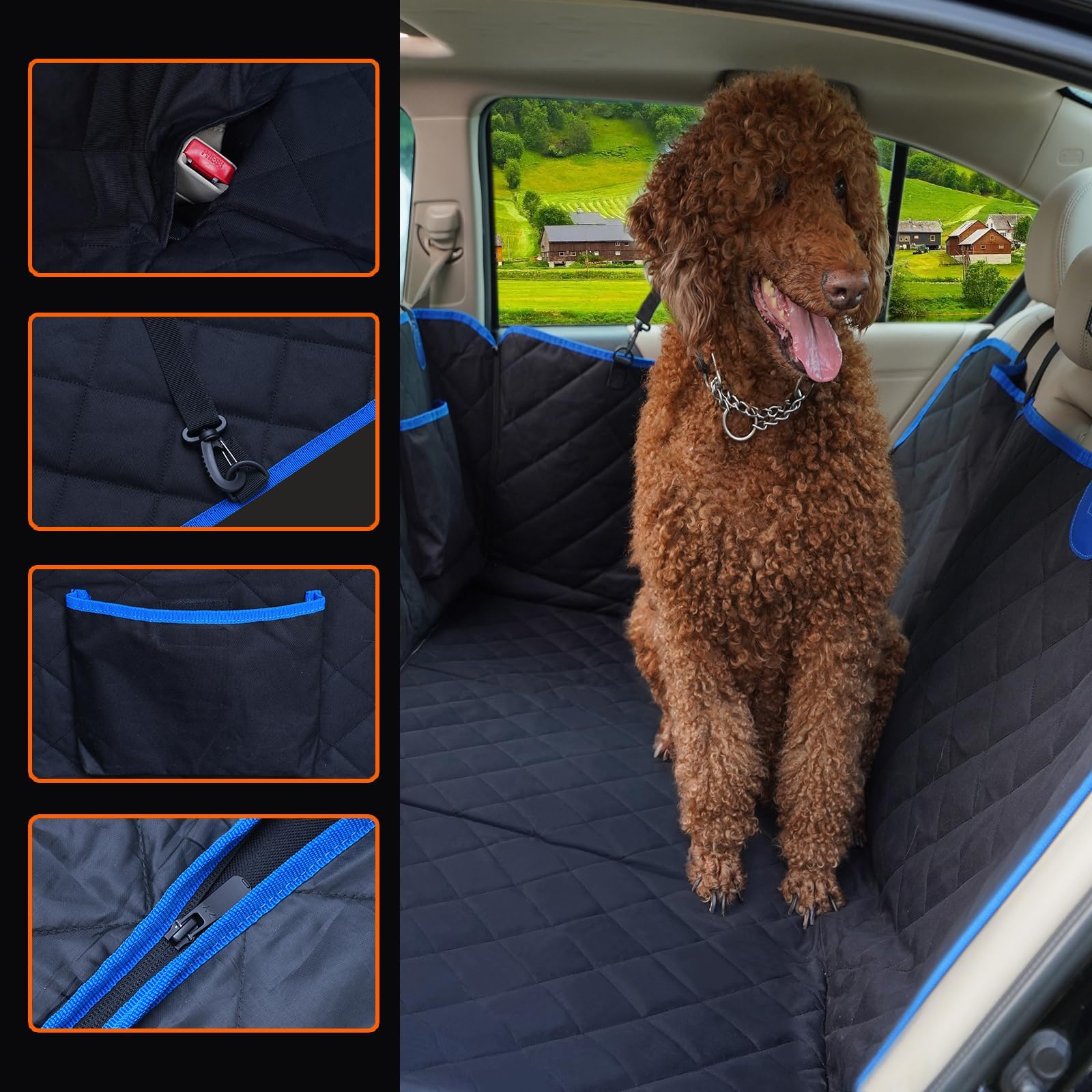 Hard Bottom Dog Car Seat Cover - Back Seat Extender & Anti-Scratch Pet Hammock for SUV/Truck Travel | Portable Car Camping Pad for Dogs | Waterproof & Durable (Blue) - Perfect for Road Trips, Camping & Daily Commutes