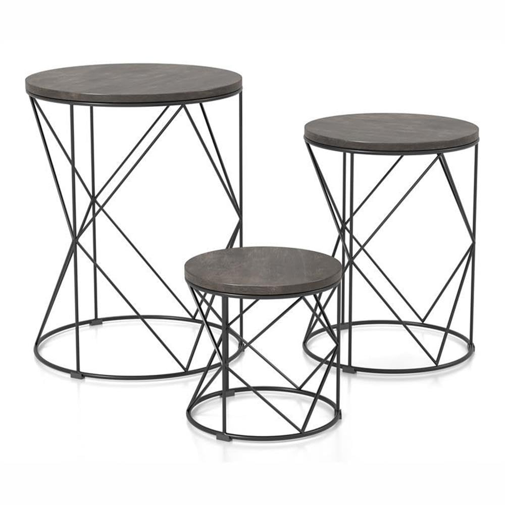 Furniture of America Nikova Contemporary Black Wood 3-Piece Nesting Coffee Tables - Perfect for Living Room, Office & Small Space Decor