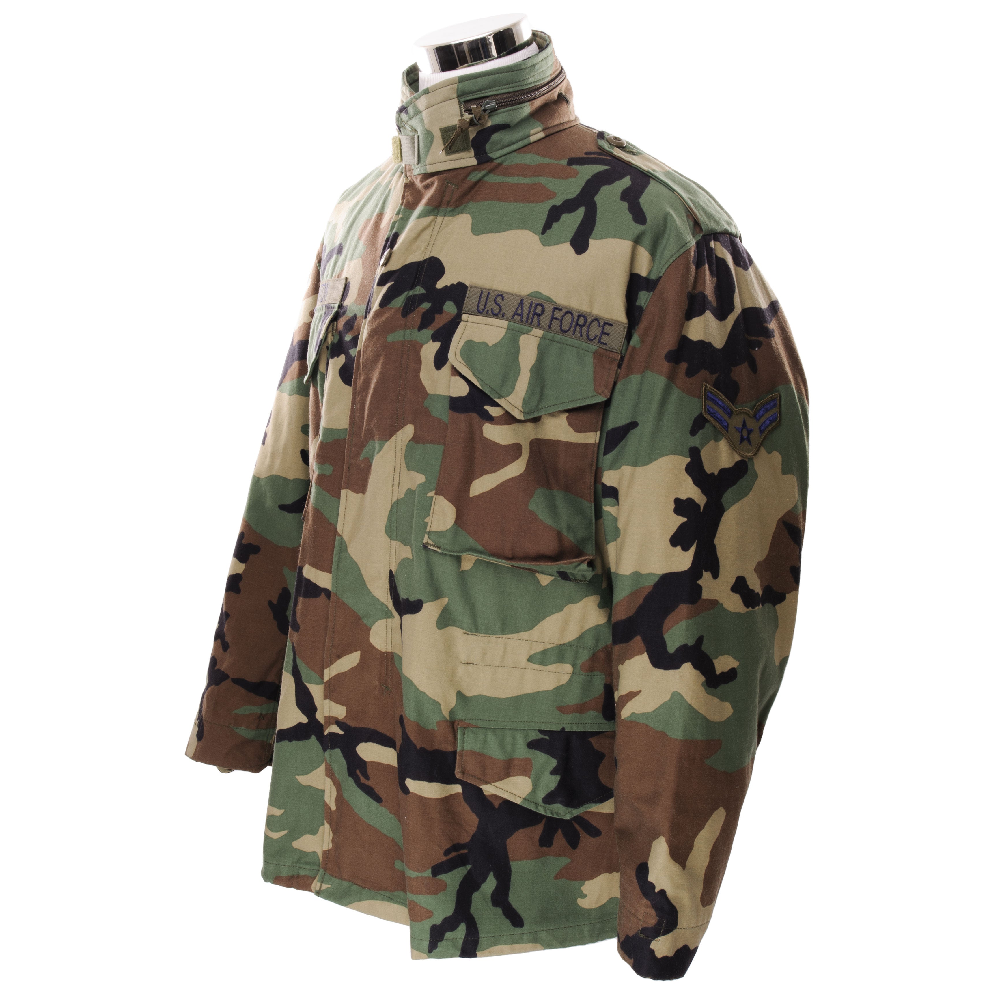 Vintage USAF M-1965 M65 Woodland Camo Field Jacket - Military Green Tactical Outerwear (Large Regular Size) for Outdoor Adventures, Airsoft & Vintage Fashion