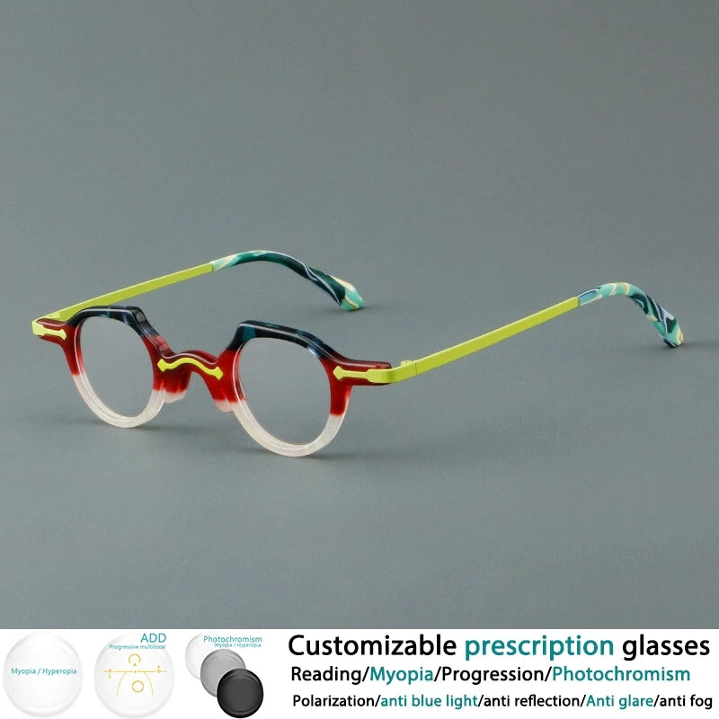 CCspace Women's Full Rim Irregular Round Acetate Eyeglasses Frame 302177 - Trendy Retro Glasses for Women, Fashionable Eyewear for Work, Reading & Daily Use