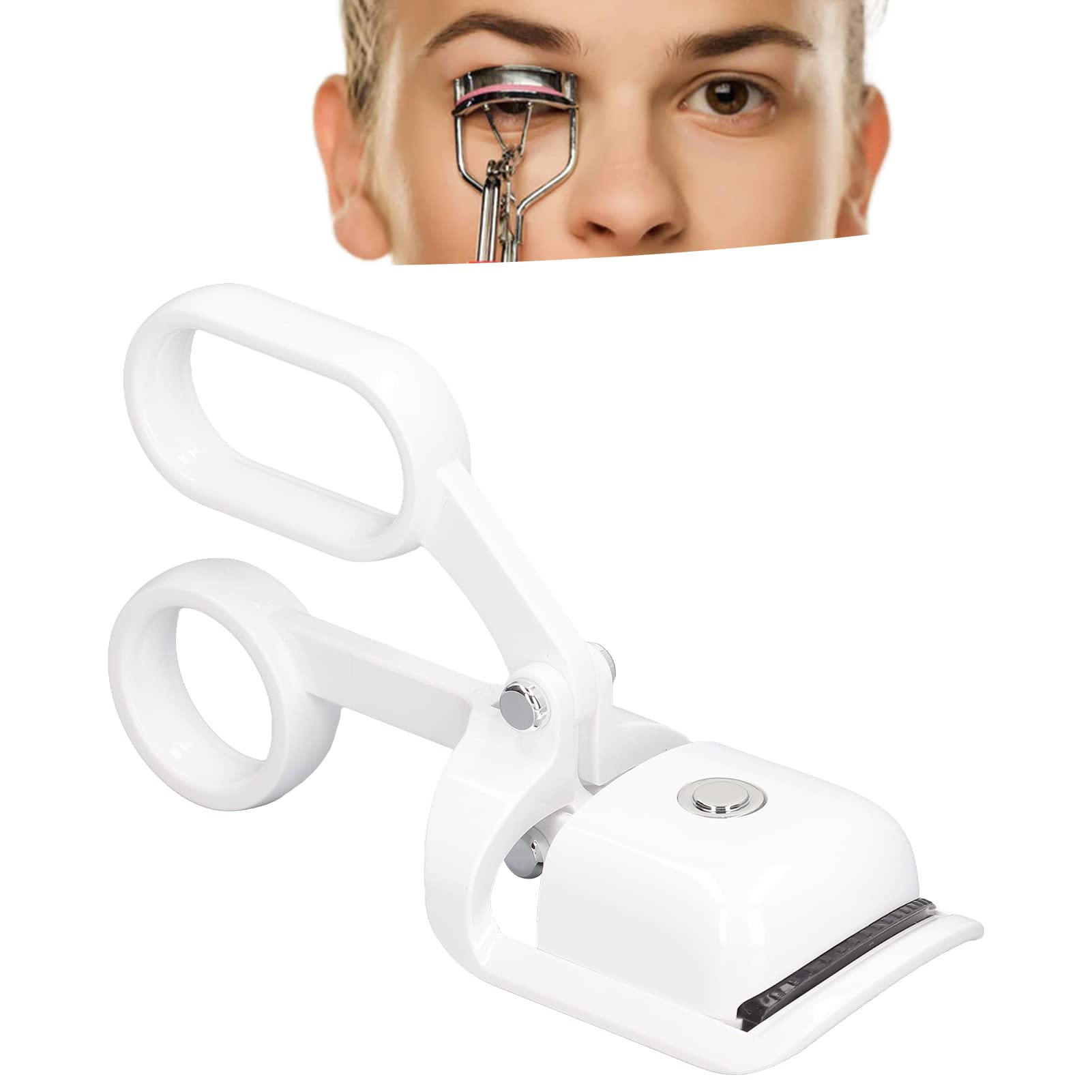 Electric Heated Eyelash Curler - 3 Adjustable Temperature Settings, Quick & Long-Lasting Curls, Portable for Home & Salon Use - Perfect for Weddings, Parties & Daily Makeup Routine (White)