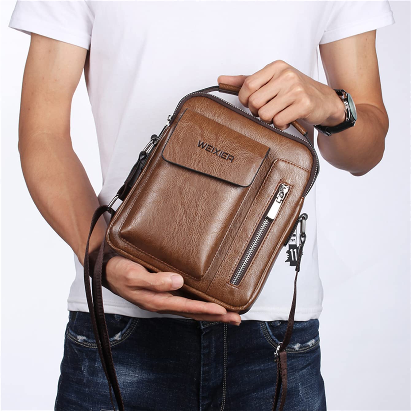 Men's Leather Crossbody Bag - Stylish Messenger Tote for Everyday Use | Perfect for Work, Travel & Casual Outings