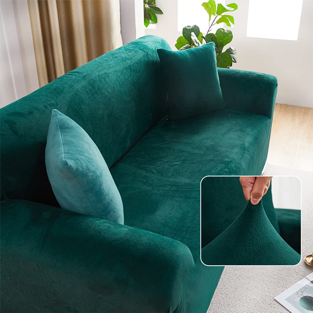 Anti-Wrinkle Velvet Sectional Sofa Slipcover - Thick Plush Suede L-Shaped Stretch Couch Cover - Full Furniture Protector for Living Room, Family Room & Home Theater (Pink, L Sectional Sofa)