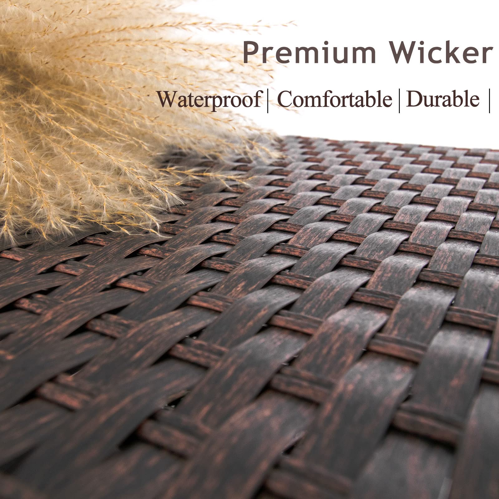DIMAR GARDEN Outdoor Storage Coffee Table with Waterproof Cover - 42 Gallon Patio Wicker Storage Table in Mixed Brown | Weatherproof Deck Furniture for Garden, Poolside & Backyard Relaxation