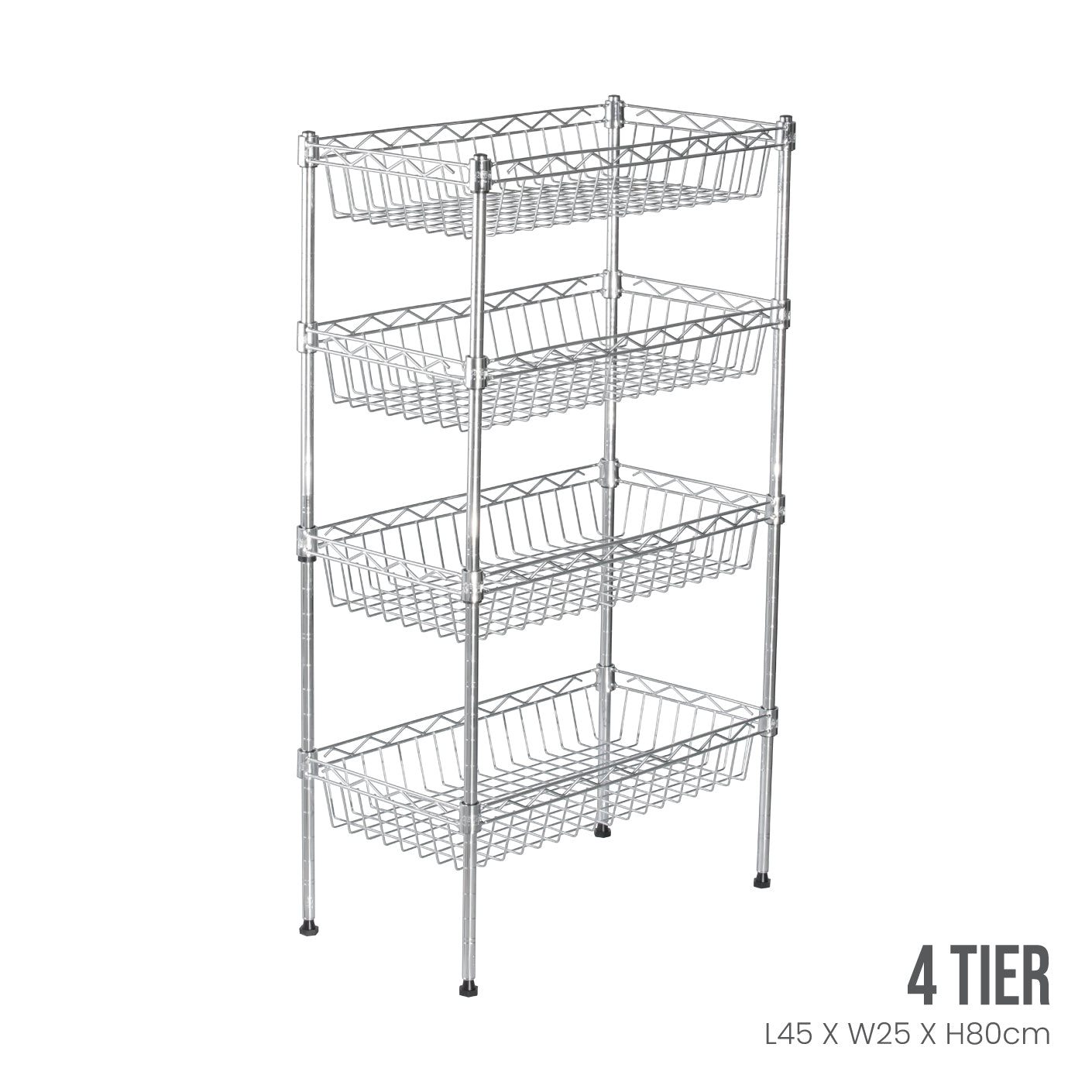 4-Tier Metal Storage Rack with Baskets - 45x25x80cm Heavy Duty Organizer for Home, Garage, or Office - STORAGE RACK HKJ C039 (HFH6836)