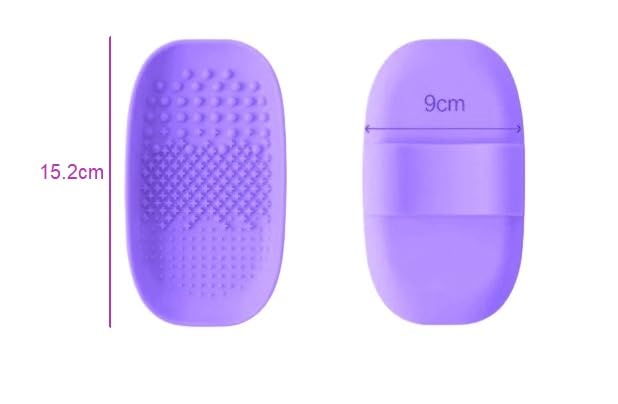 KitchenFest® Silicone Makeup Brush Cleaner - Quick Drying Powder Puff & Eyeshadow Brush Cleaning Sponge Scrubber with Strip, 1 Piece (Purple) - Perfect for Professional Makeup Artists & Home Beauty Routines