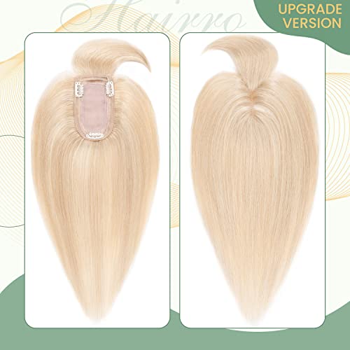 Clip in Human Hair Topper with Silk Base - Natural Looking Hairpiece for Thinning Hair - Perfect for Daily Wear, Special Occasions & Styling