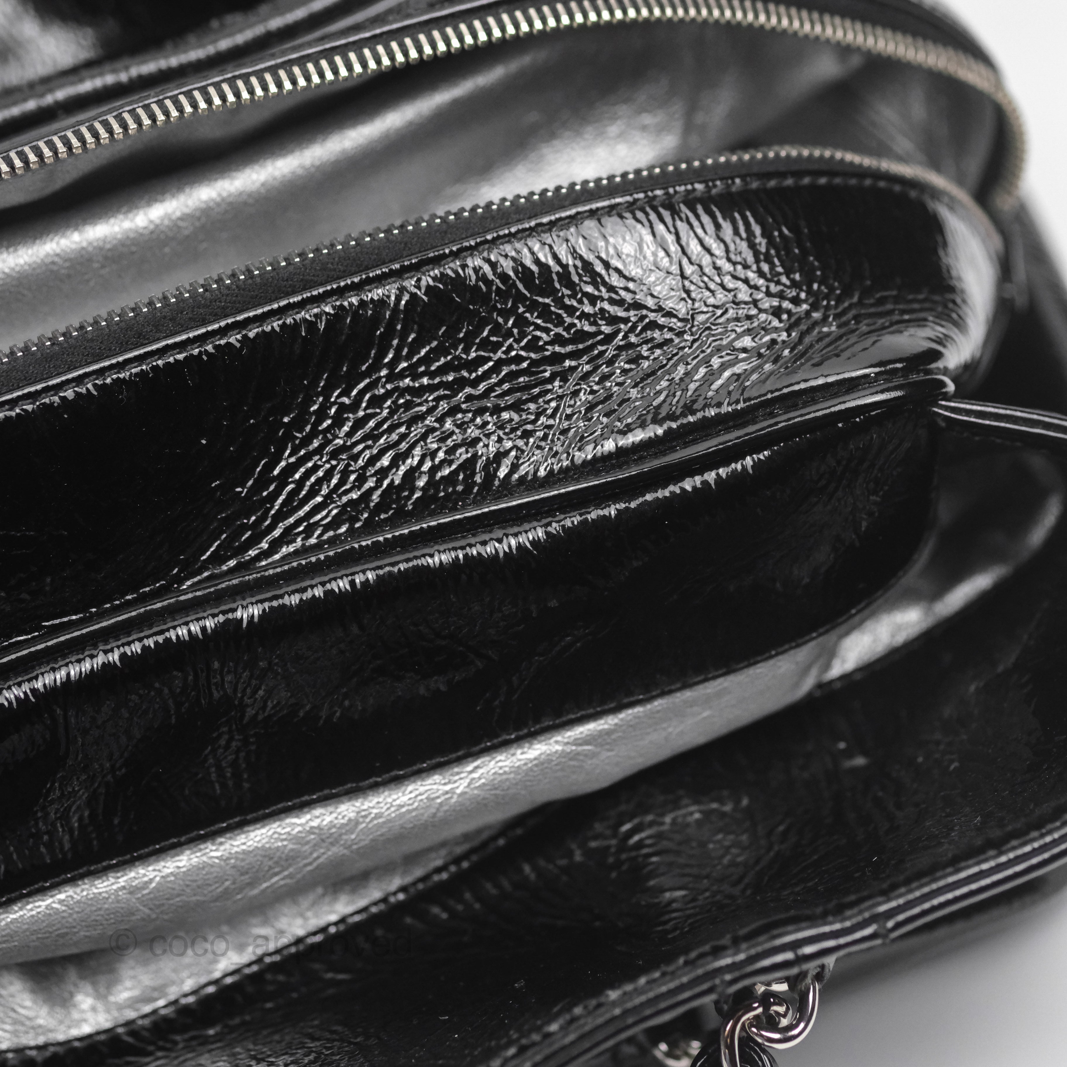Chanel Bowling Tote Bag Black Glazed Calfskin Leather with Silver Hardware - Luxury Designer Handbag for Women, Perfect for Work, Travel and Everyday Use
