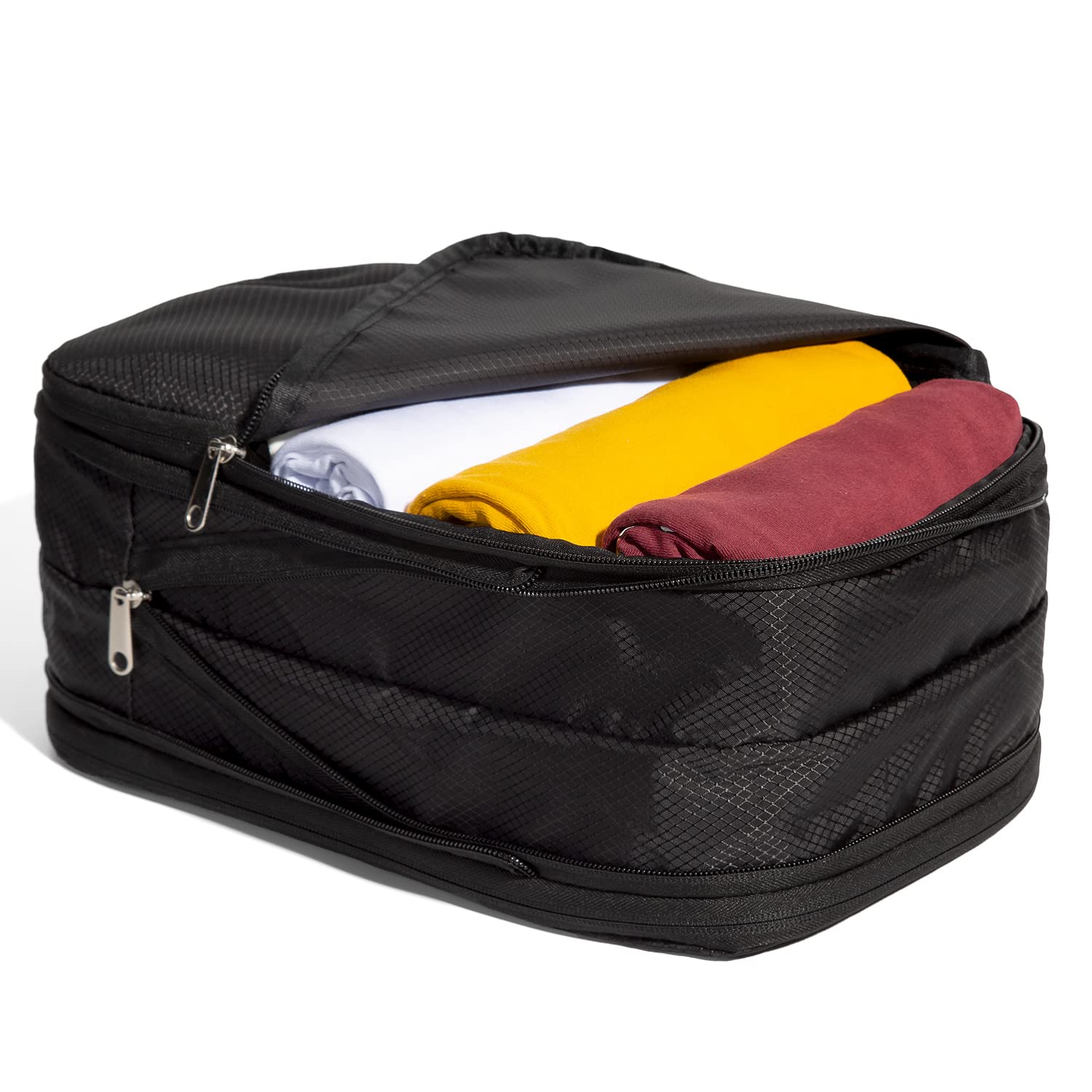 Vacuum Compression Bags for Travel - Space Saving Packing Cubes - Luggage Organizer for Suitcases (1pc, Black) - Perfect for Air Travel, Camping & Closet Storage
