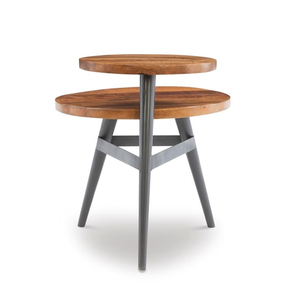 Pemberly Row Modern Two-Tiered Metal Side Table - Gunmetal Gray Finish | Stylish End Table for Living Room, Bedroom, or Office Décor