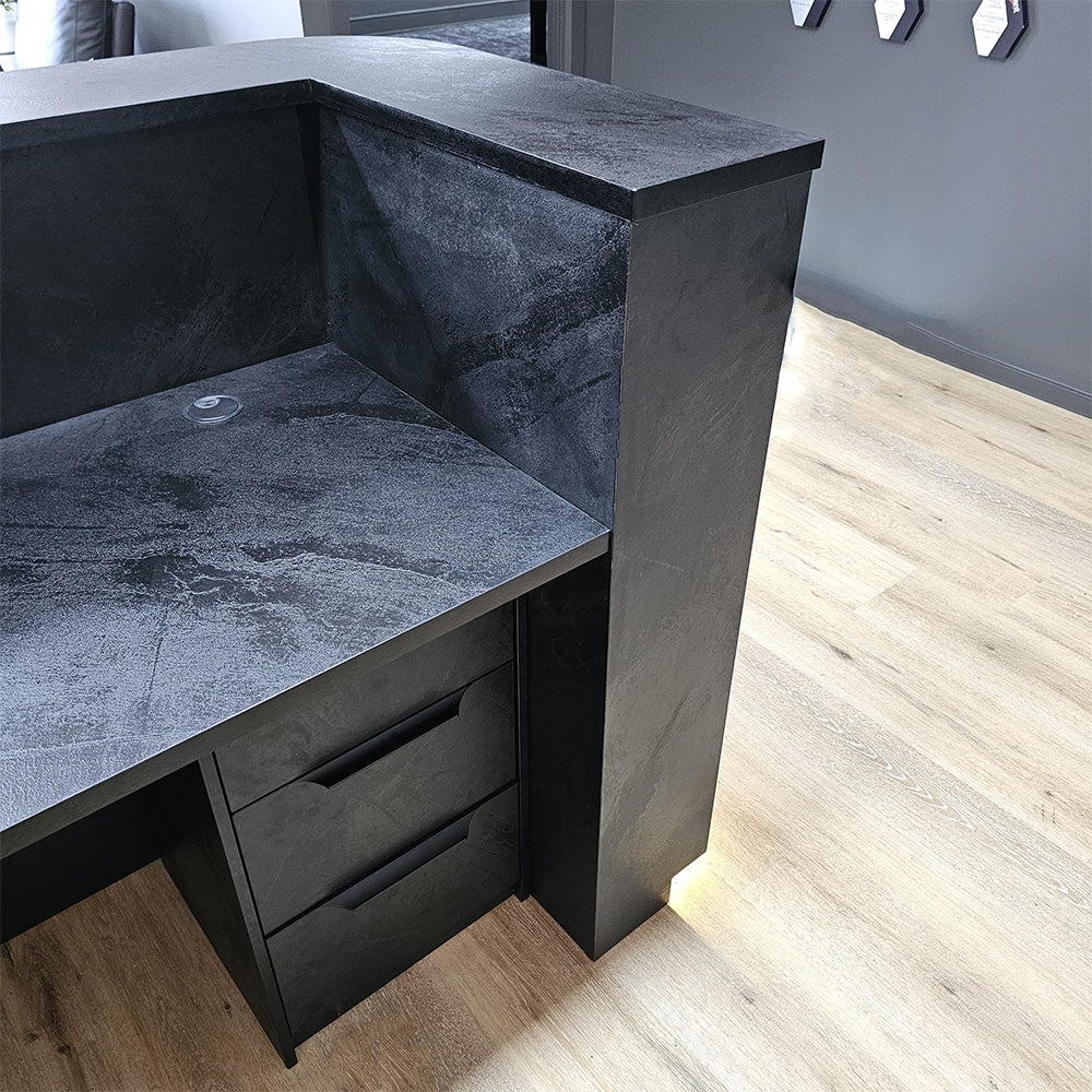 Modern HALO Reception Desk 240cm - Sleek Black Office Furniture for Professional Spaces | Perfect for Corporate Lobbies, Hotels & Business Centers