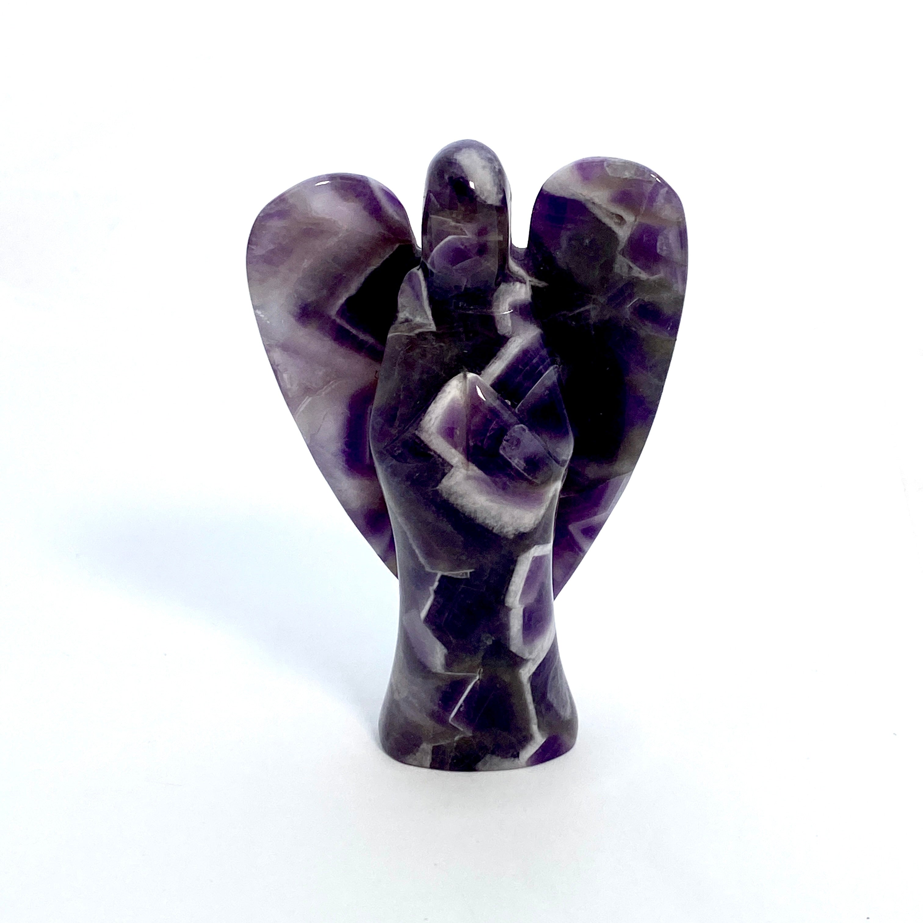 Chevron Amethyst Angel AMA 02 - Natural Healing Crystal for Meditation, Chakra Balancing & Spiritual Growth - Perfect for Home Decor, Yoga Space & Gift Giving