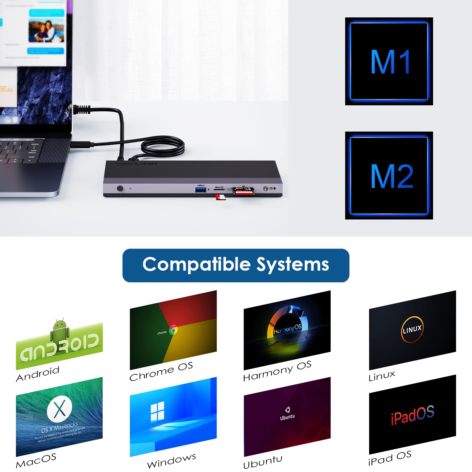 13-in-1 USB C Triple Monitor Docking Station with 100W Power Delivery, WAVLINK USB-C Hub - 2x 4K DP, HDMI, Ethernet, 4 USB 3.0, SD/TF, Audio - Perfect for Home Office, Gaming & Multi-Screen Workstations