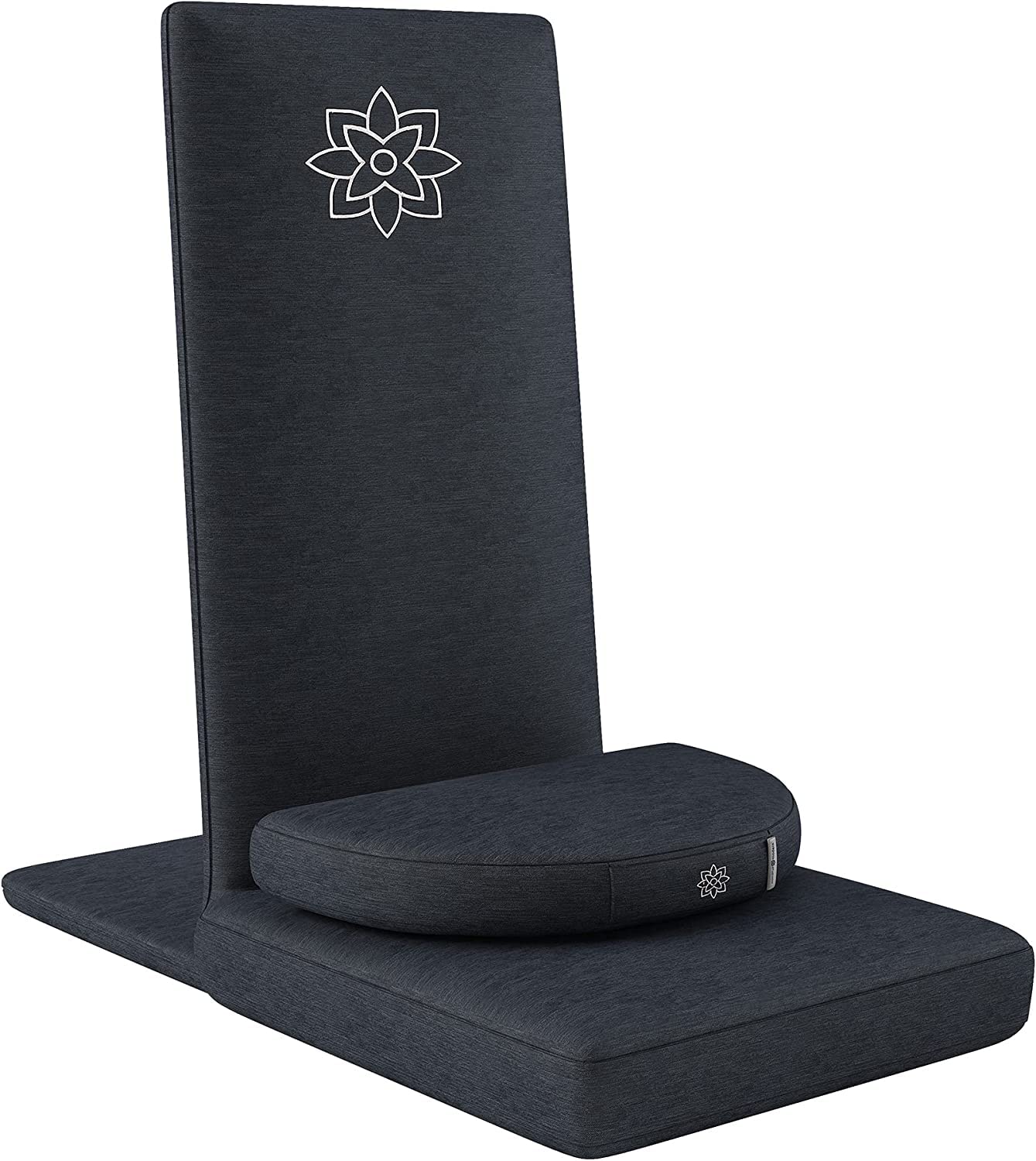 Mindful Modern Folding Meditation Chair with Back Support - Adjustable Floor Seating for Yoga & Zen - Half Moon Buckwheat Cushion Included - Perfect for Home Meditation, Living Room Relaxation & Mindfulness Practice