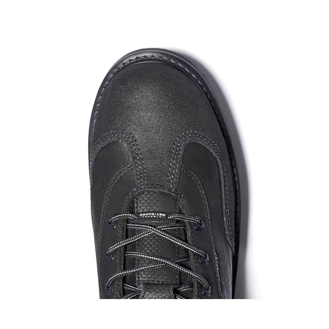 6 Inch Steel Toe Work Boots with Internal Met Guard - Black Safety Shoes for Construction, Warehouse & Industrial Work