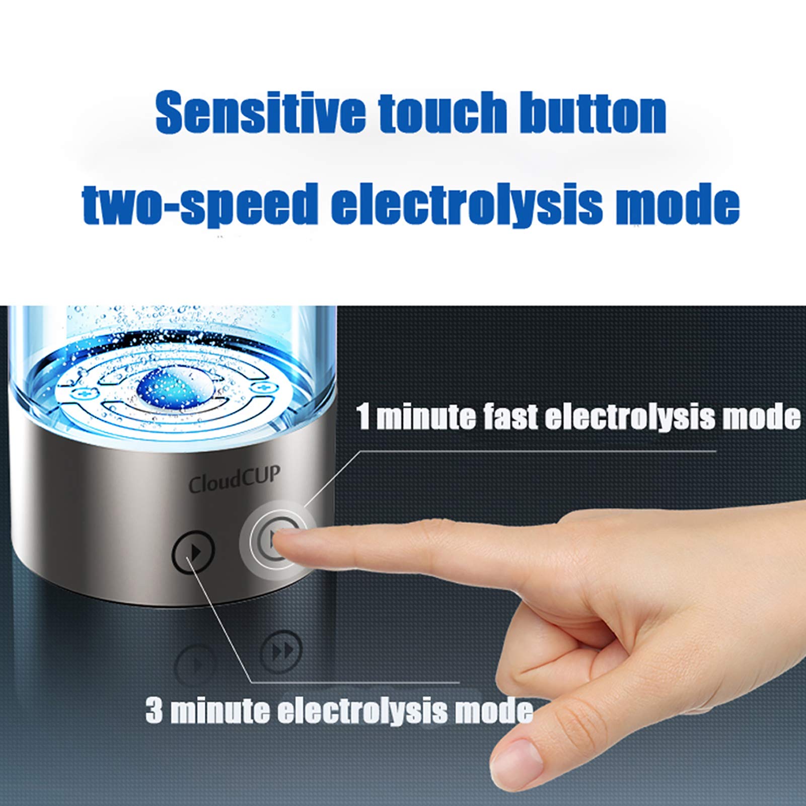 Portable Hydrogen Water Bottle Generator - USB Rechargeable Ionizer with 3/5 Minute Modes, 480ml Glass Bottle for High Concentration Hydrogen Water | Perfect for Travel, Gym & Daily Hydration