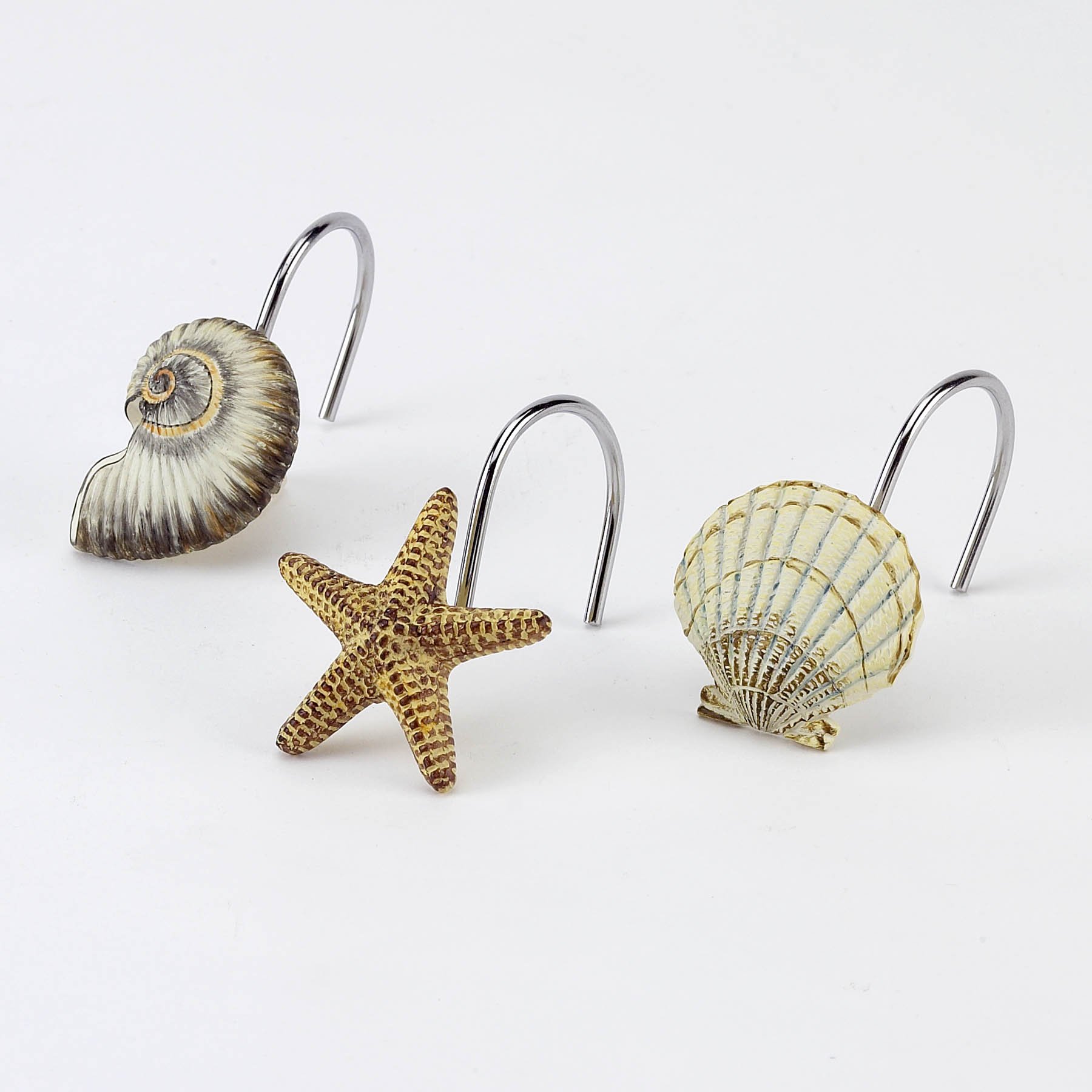 Avanti Linens Nautical Shower Curtain Hooks - Set of 12 Rustproof Bathroom Hooks, Antigua Collection - Perfect for Coastal, Beach & Sailor Themed Bathroom Decor