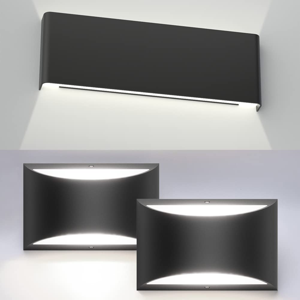 Aipsun Modern Black Aluminum LED Wall Sconce - Indoor Wall Light Fixture for Living Room, Bedroom & Hallway Lighting