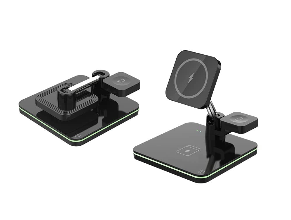 3-in-1 Magnetic Wireless Charger 15W Fast Charging Station for iPhone 16/15/14/13/12/11 Pro Max, Apple Watch Ultra/Series 8/7/6/5/4/3/2/SE & AirPods Pro 3/2 - MagSafe Compatible Charging Pad for Home, Office & Travel