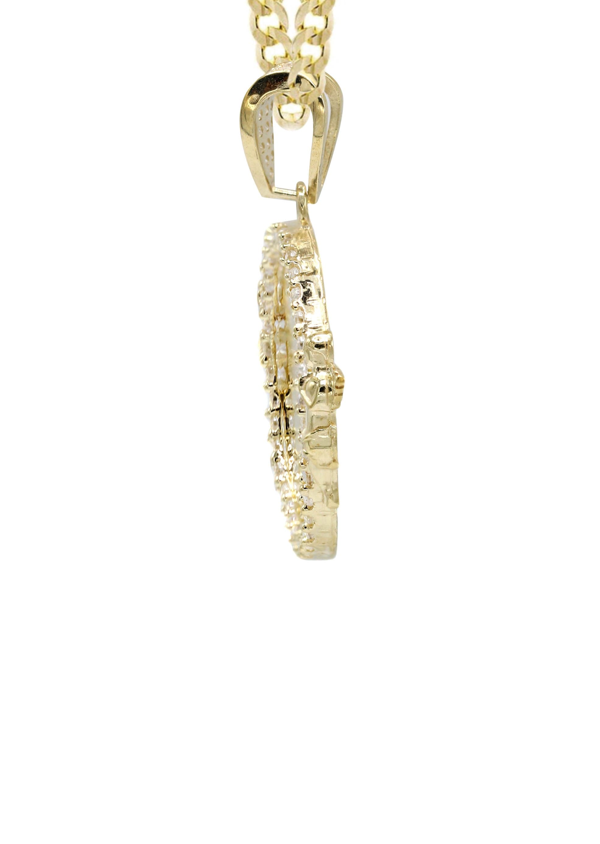 10K Yellow Gold CZ Picture Pendant Necklace for Women | 14.8g Real Gold Jewelry Gift for Mom, Wife, Girlfriend | Elegant Photo Locket for Anniversary, Birthday, Valentine's Day