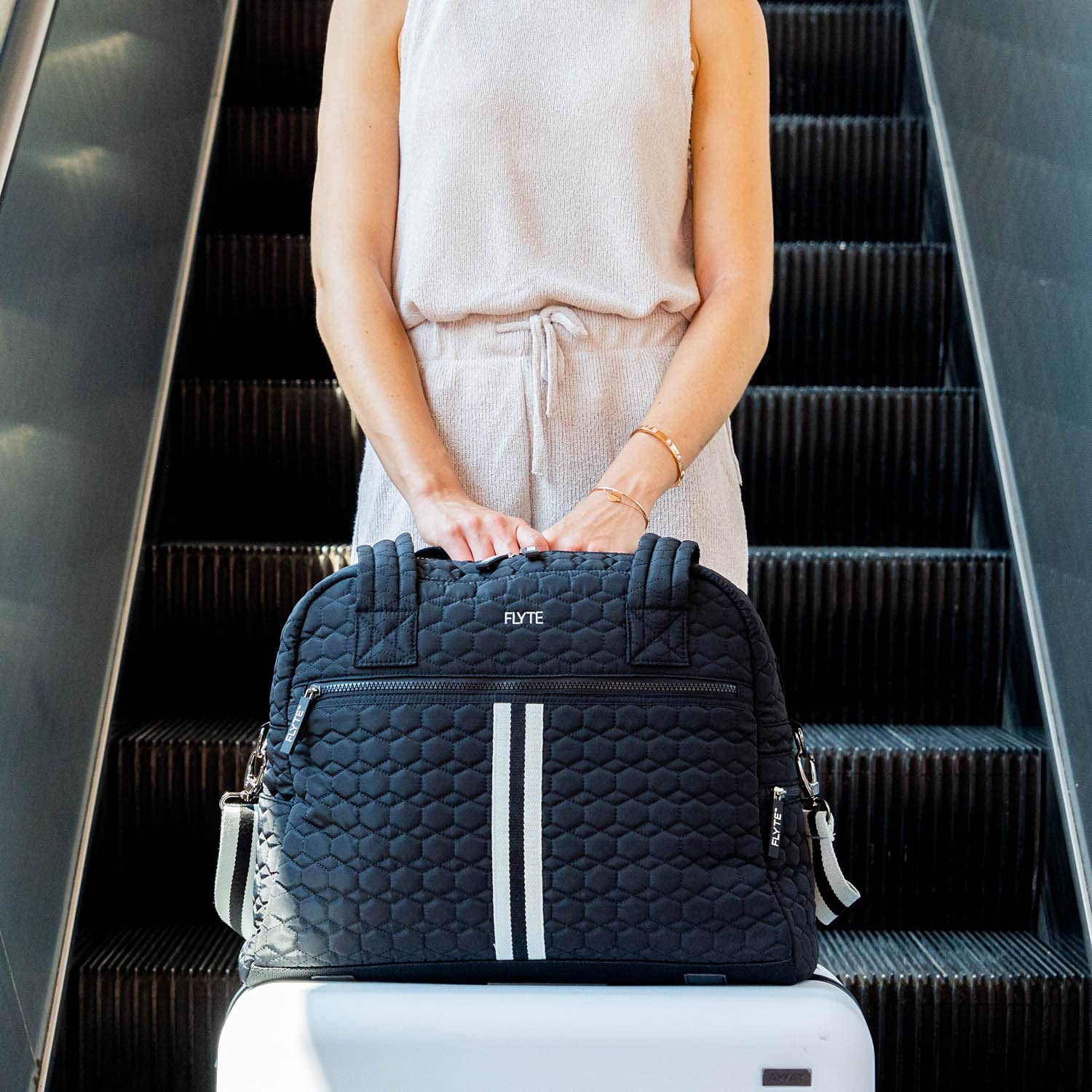 FLYTE Adélie Quilted Duffel Bag - Stylish Gym & Travel Duffel for Workouts, Weekend Trips & Airplane Carry-On