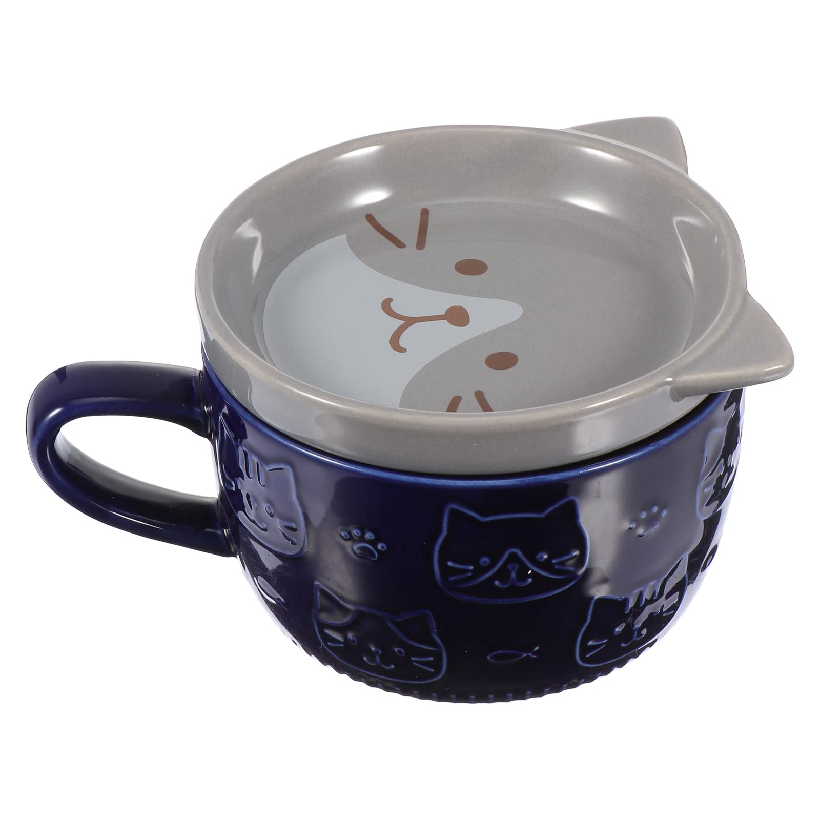 YARNOW Cartoon Cat Shaped Ceramic Mug with Lid - 12oz Cute Milk Tea Coffee Cup for Kids & Adults - Perfect for Home, Office, Gift Giving and Daily Use