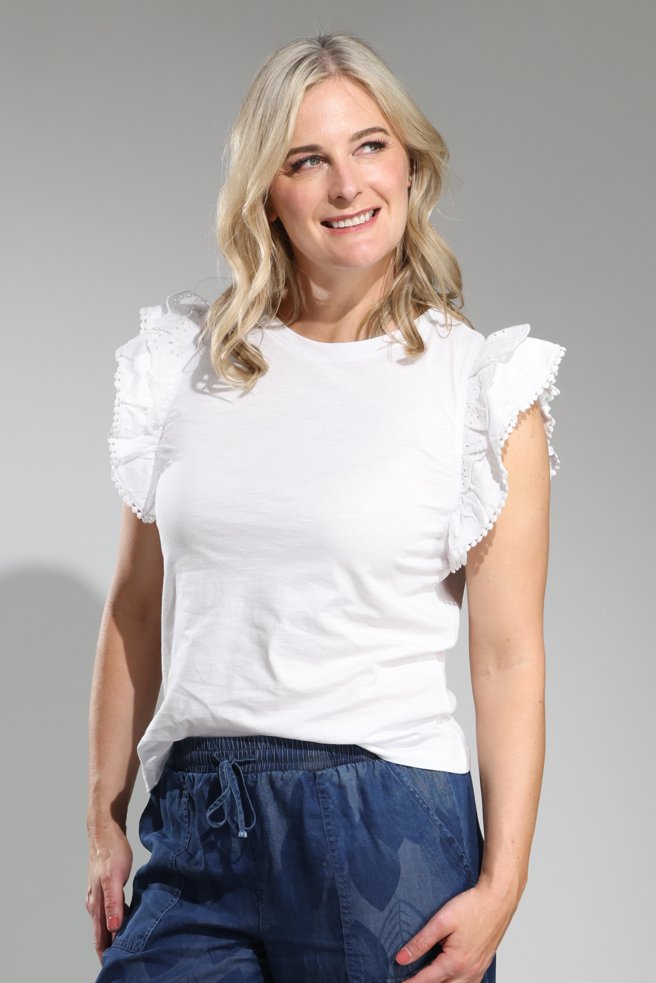 Double Layer Sleeve Cotton Top for Women | Soft Breathable White Blouse | Casual Wear, Office Outfit & Summer Fashion