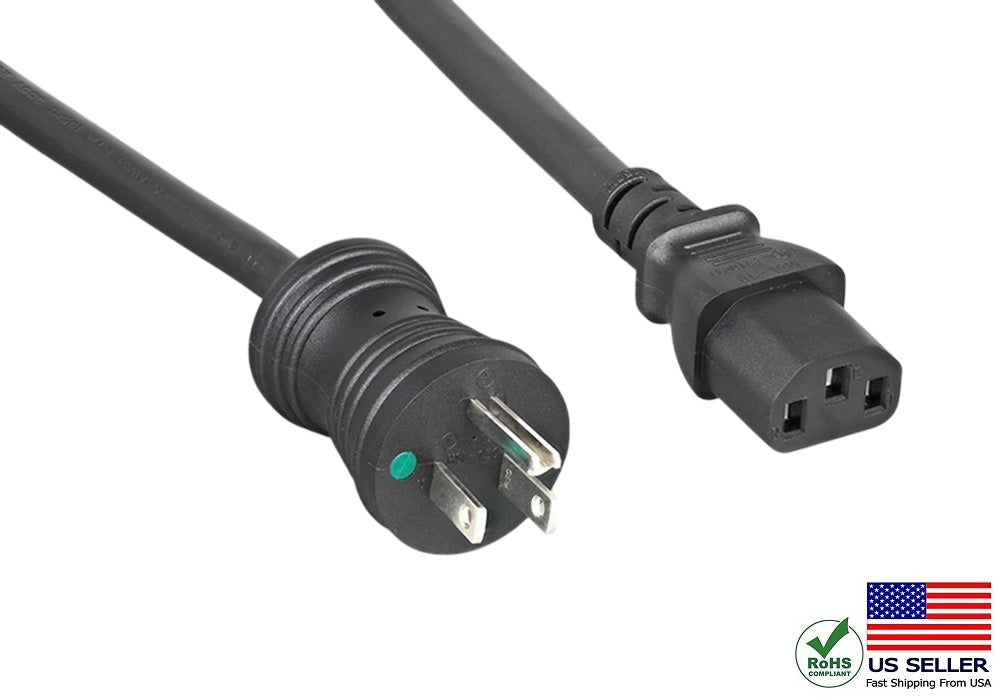 Hospital Grade NEMA 5-15P to C13 Power Cord - 16 AWG Heavy Duty Black Power Cable for Medical Equipment, Servers & Data Centers - Perfect for Hospitals, Clinics & IT Infrastructure