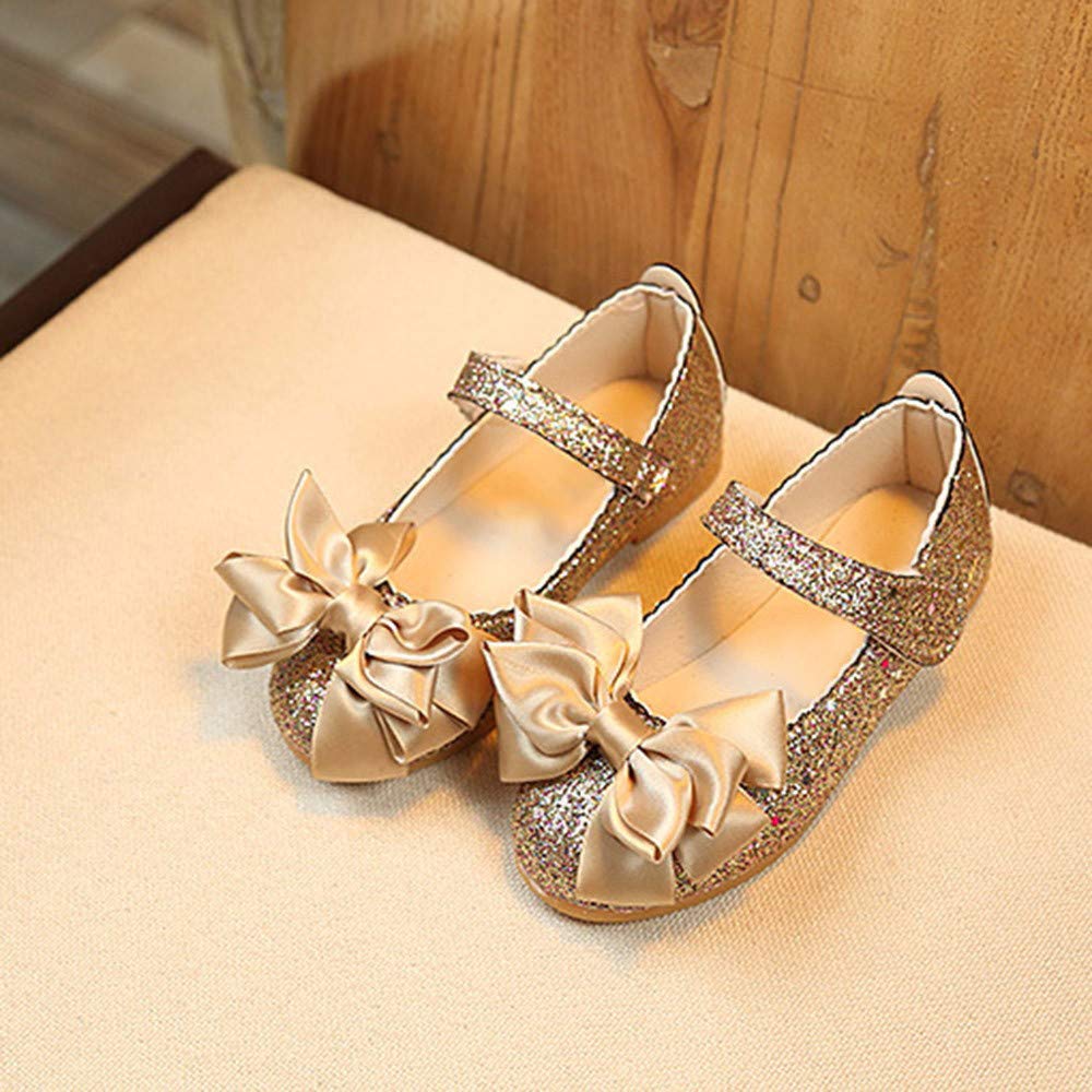 Princess Bowknot Leather Baby Shoes for Toddler Girls & Boys - Gold Dance Shoes for Parties