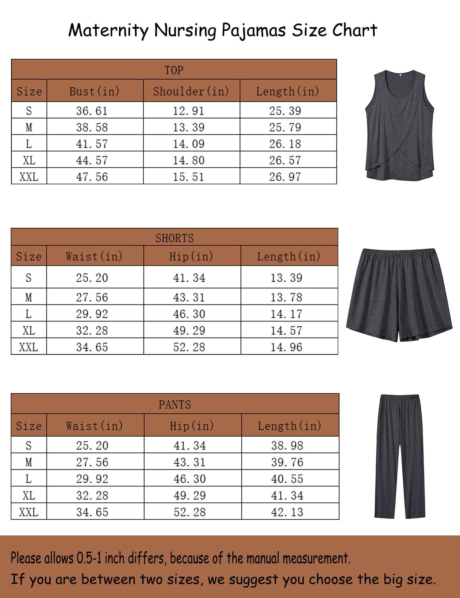 SWOMOG Women's Maternity Pajama Set - 3 Piece Nursing Sleepwear with Sleeveless Top, Pants & Robe | Double Layer Breastfeeding Pajamas with Pockets | Perfect for Pregnancy Comfort & Postpartum Care