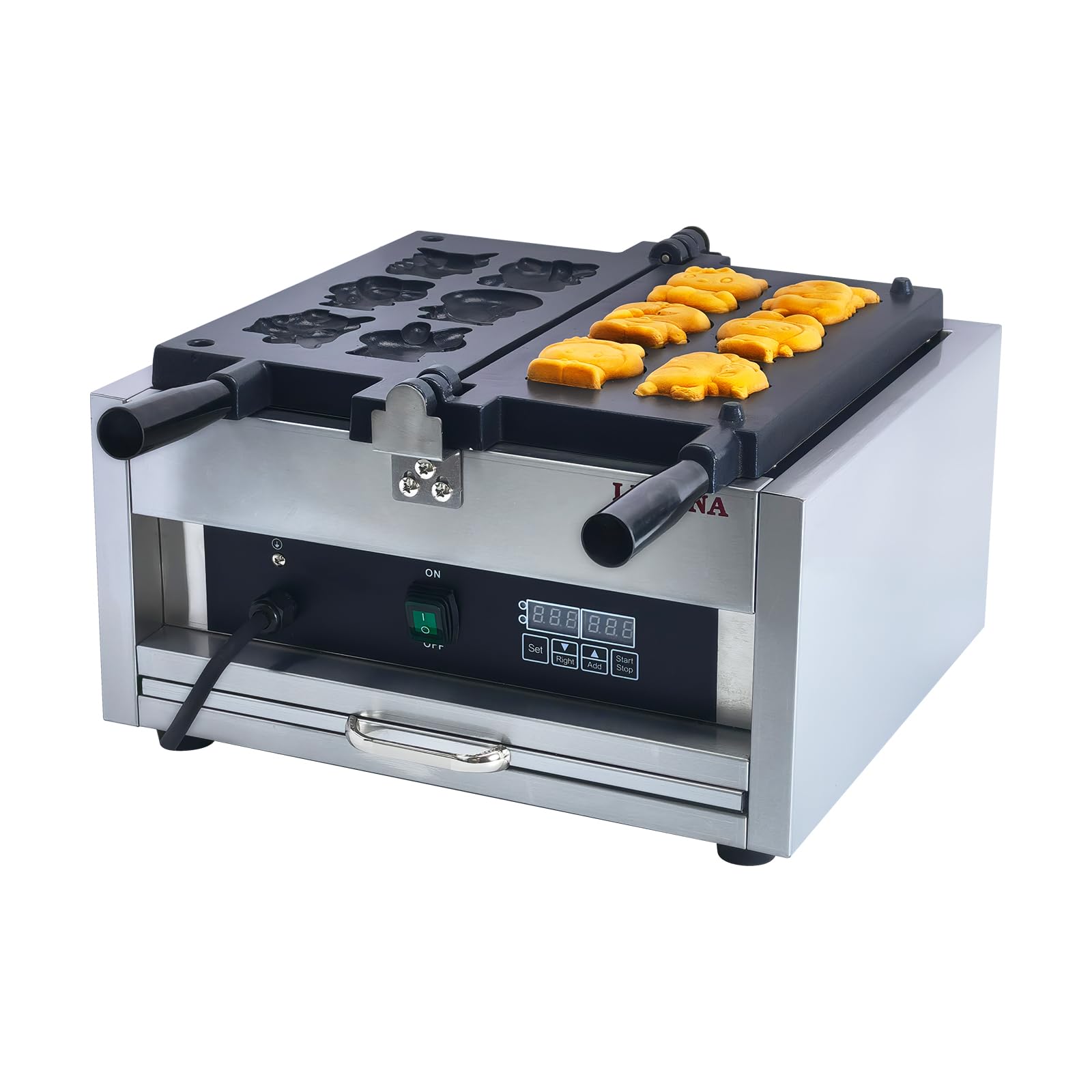 **Electric Anime Waffle Maker - Nonstick 6-Shaped Pancake Iron (Cat, Dog, Reindeer & More) - Perfect Breakfast Maker for Kids & Adults - Great Gift Idea for Anime Fans & Home Cooking**    *(Use Scenes: Fun Breakfast for Families, Anime-Themed Parties, Unique Gifts for Holidays & Birthdays, Quick & Easy Dessert Maker)*