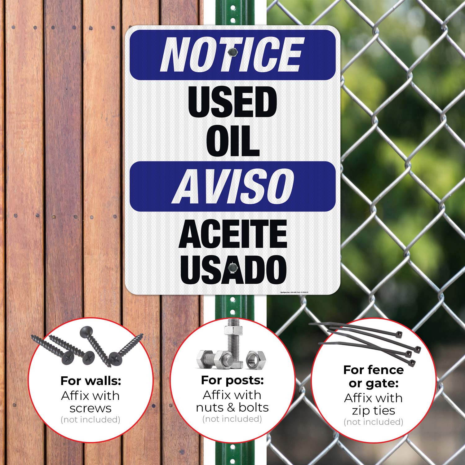 Bilingual Used Oil OSHA Notice Sign - 24x30 Inches, 3M EGP Reflective .080 Aluminum, Fade Resistant - Made in USA for Indoor/Outdoor Use | Perfect for Automotive Shops, Construction Sites & Hazardous Material Areas