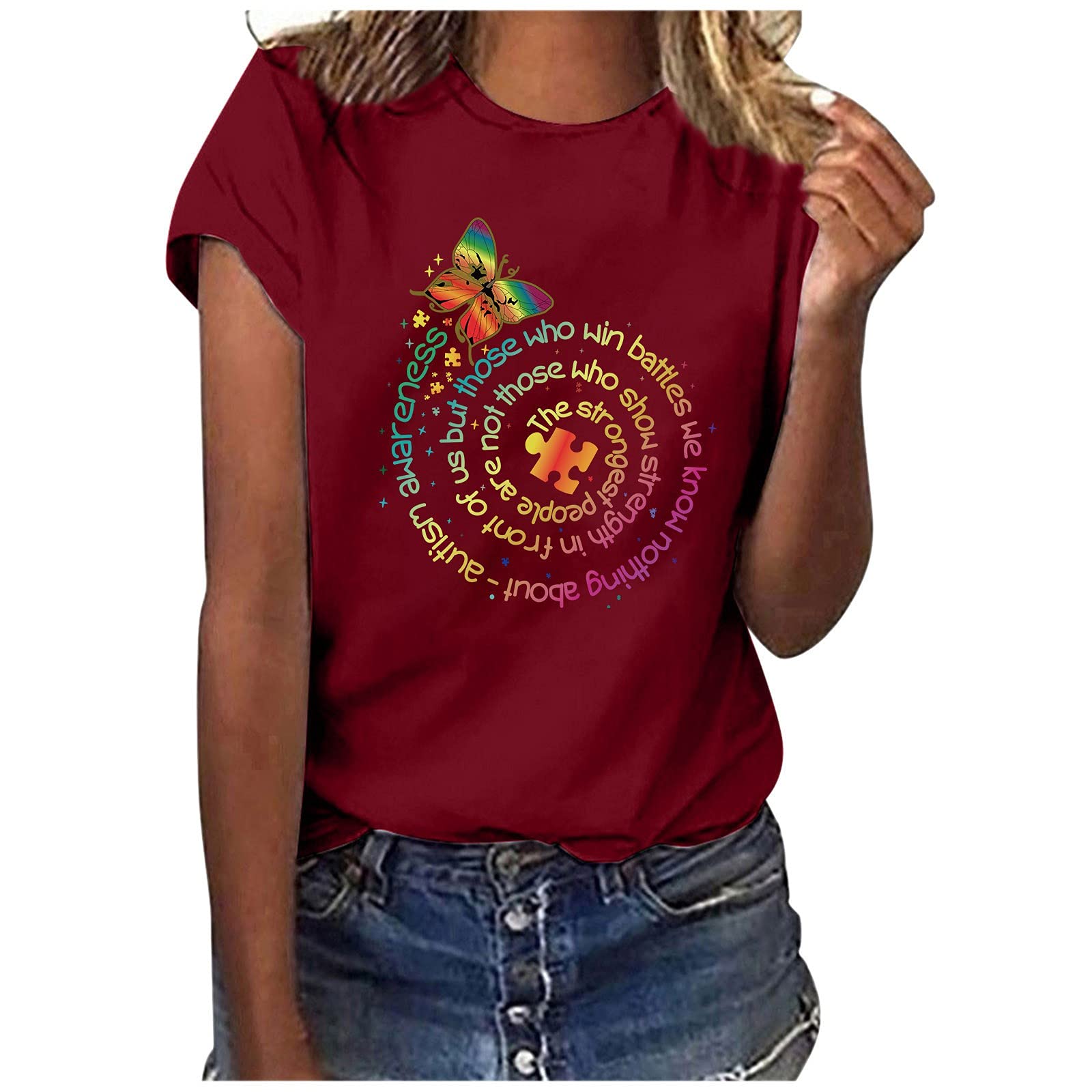 Women's Lip Print Graphic T-Shirt - Cute Short Sleeve Summer Tee Top for Casual Wear, Beach Outfits & Street Style