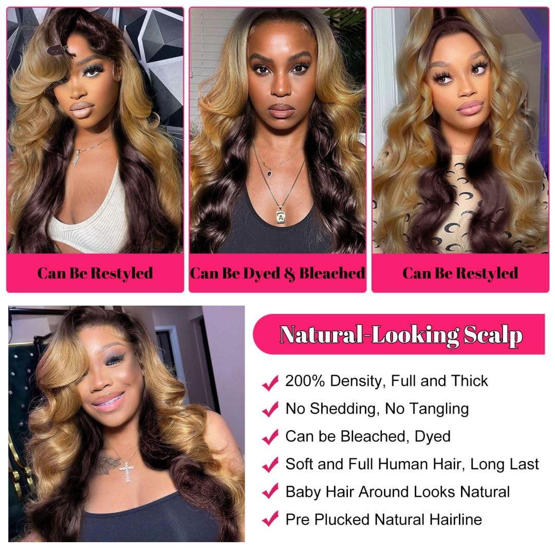 13x6 Honey Blonde HD Lace Front Wig 250 Density Human Hair - Pre Plucked with Baby Hair, 32