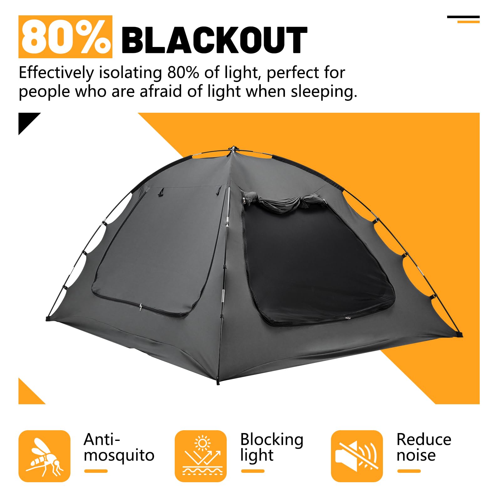 **SUNYRISY Full Size Bed Canopy Tent - Breathable 3-Door Indoor Sleeping Tent for Adults & Kids, 80% Blackout Privacy Space, Portable Dream Tent for Bedroom, Camping & Relaxation**