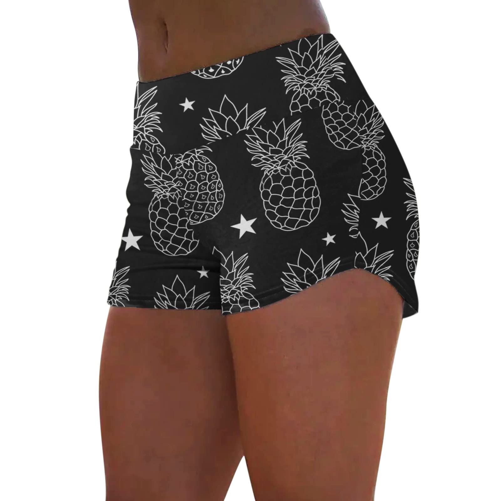 Women's Floral Print High Waist Dolphin Shorts - Vintage Comfy Elastic Waistband Casual Athletic Shorts for Yoga, Running, Beach & Workout