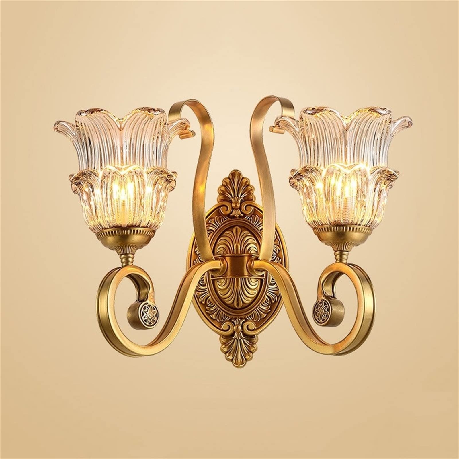 European Style Wall Sconce - Copper Crystal Glass Wall Lamp with E27 Socket, Warm White Lighting for Bedroom, Living Room, Study, Hallway & Staircase | Elegant Candle-Style Fixture for Cozy Home Decor & Ambient Lighting