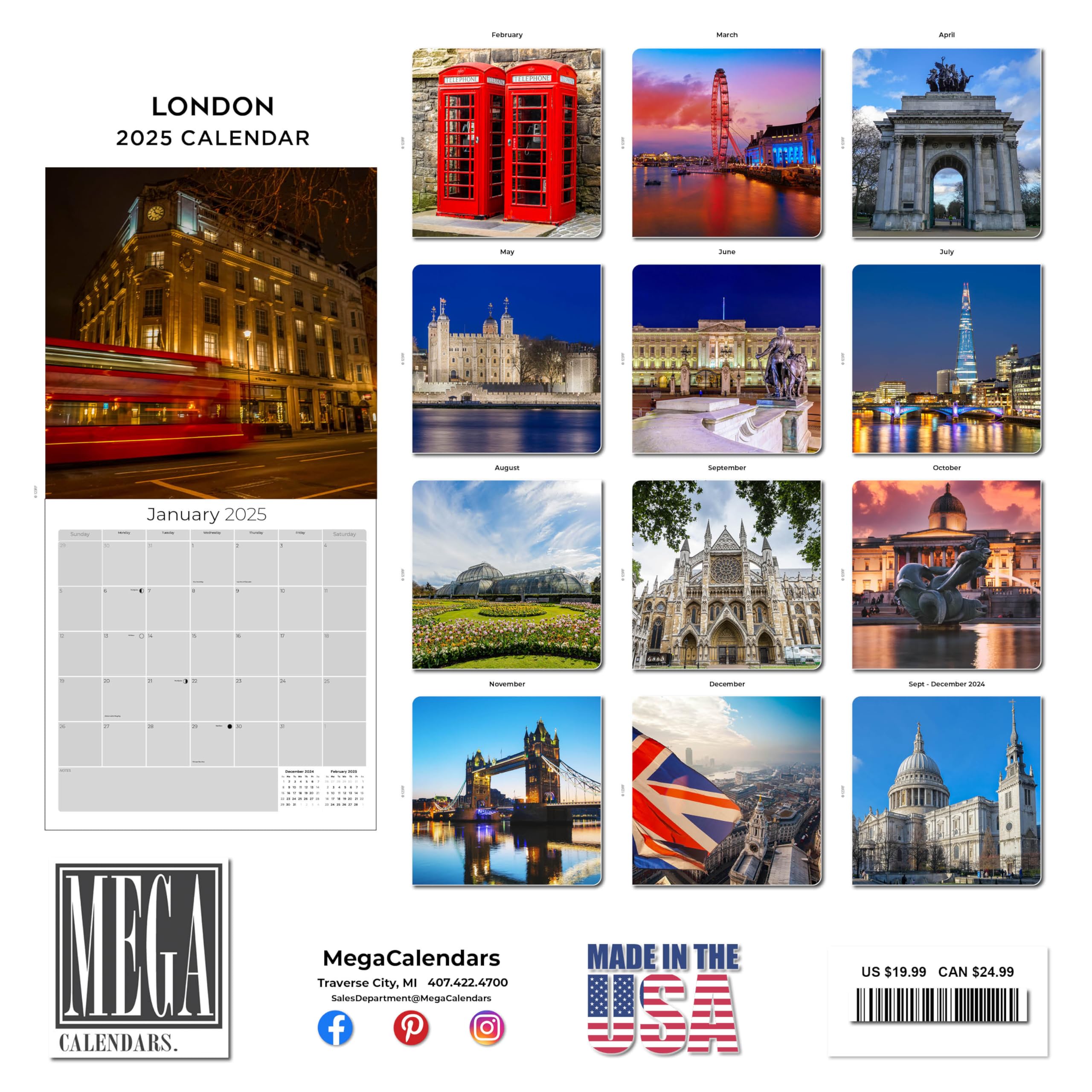 2024-2025 London Travel Wall Calendar - 12