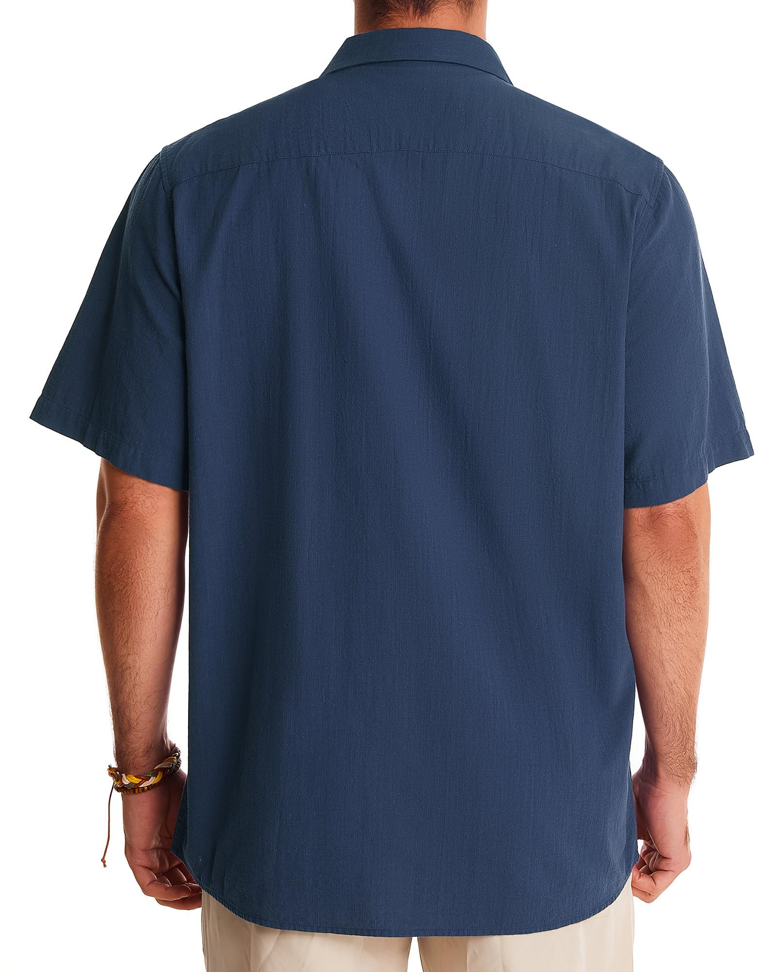 Men's Linen Short Sleeve Button Down Shirts - Breathable Cotton Summer Casual Shirts for Beach, Vacation & Hawaiian Style | Perfect for Tropical Getaways, Pool Parties and Summer Outings