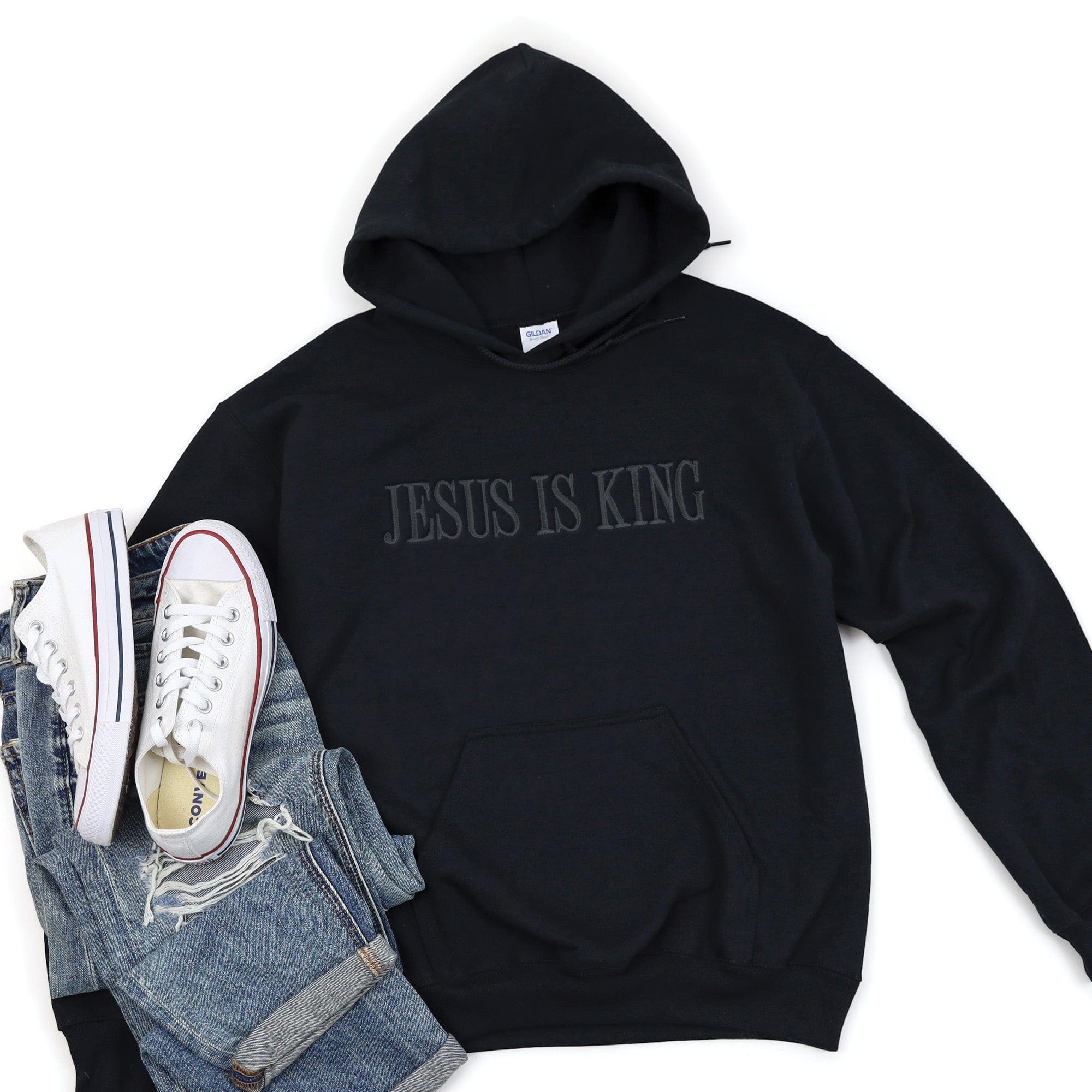 Jesus is King Embroidered Pullover Hoodie for Men & Women - Comfortable Christian Apparel for Church, Worship & Everyday Wear