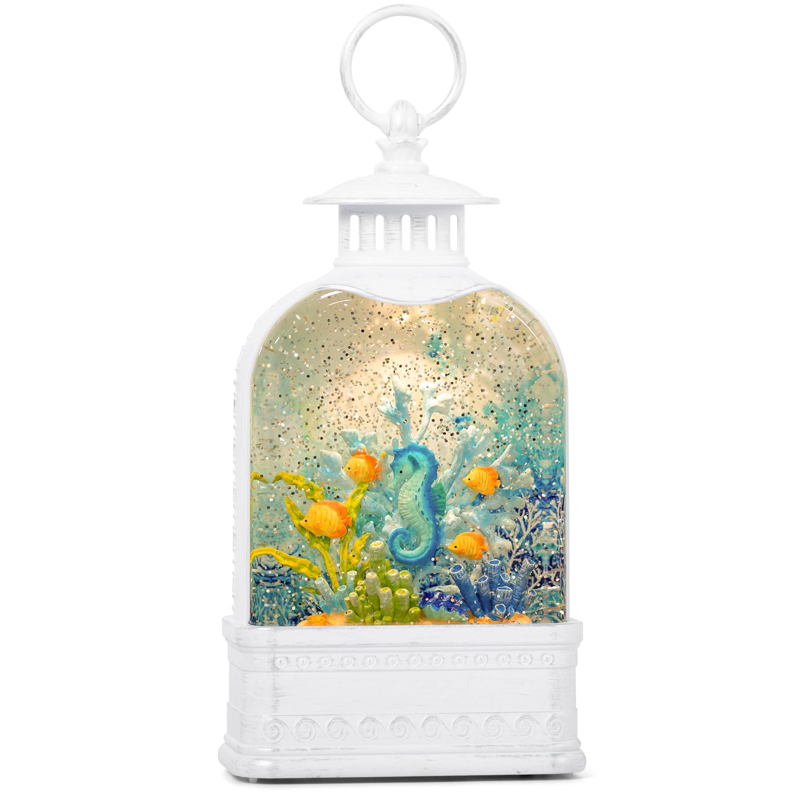 11 Inch Light Up Seahorse Snow Globe with 6H Timer - Ocean Themed Sparkling Nautical Decor for Home, Office, or Summer Beach House - Perfect Gift for Sea Lovers & Coastal Decor Enthusiasts
