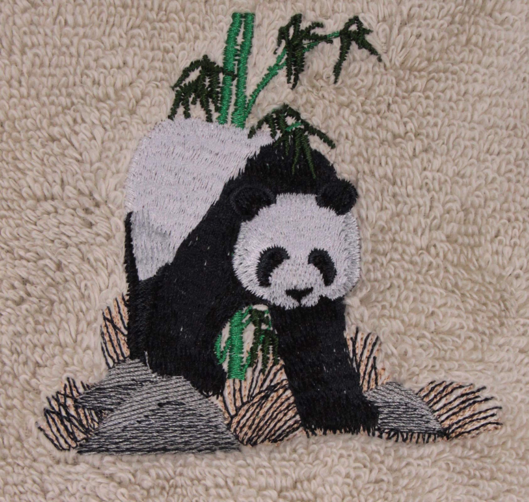 Soft & Absorbent Panda Bear Embroidered Bath Towel Set - 100% Cotton, Beige - Perfect for Spa, Bathroom Decor & Cozy Home Use