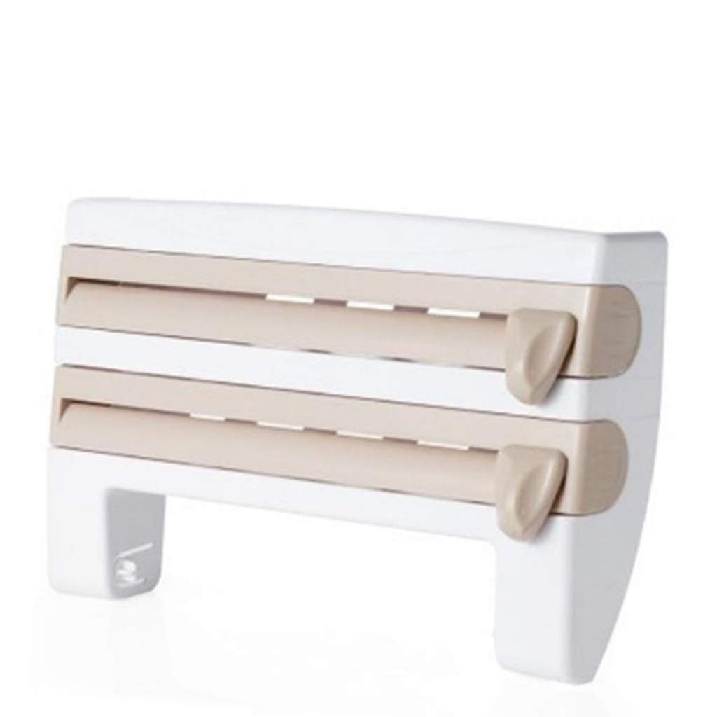 Stainless Steel Kitchen Organizer - Paper Towel Holder, Plastic Wrap Cutter & Foil Dispenser with Storage Rack for Spice Bottles | Space-Saving Countertop Solution for Small Kitchens & Pantries